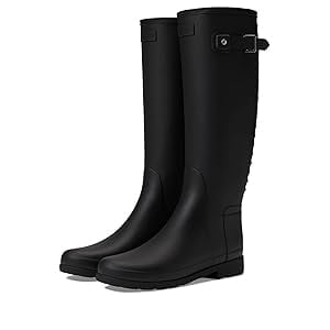 Hunter Women’s Refined Tall Studded Back Strap Rain Boots, Black, Waterproof Rubber Boots, Size 7 M