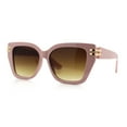thumbnail image 4 of Womens Minimal Ornate Metal Hinge Thick Plastic Horn Rim Fashion Sunglasses Pink - Brown, 4 of 8