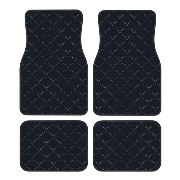 Balery Black Fish scales Juego de 4 Alfombrillas para Auto, Revestimientos de Caucho Resistente, Diseño Antideslizante