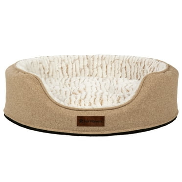 Furhaven Pet Products Medium Foam Oval Lounger Dog & Cat Bed With Reversible Pillow, Nutmeg