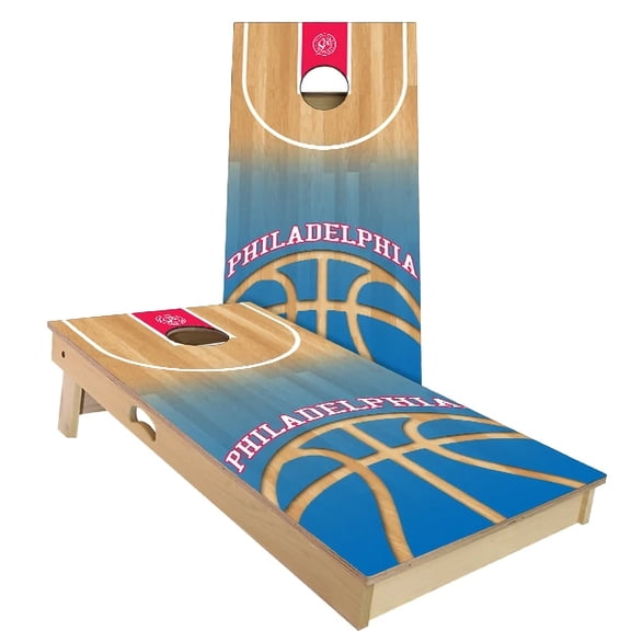 Skip's Garage | Philadelphia Basketball Cornhole Board Set | Includes Boards & Bags | Choose Your Size & Accessories