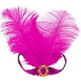 thumbnail image 3 of HuangHuanChen 1920s Flapper Headbands, Women Roaring 20s Hair Flapper Headpiece, Sparkling Sequin Head Band, Elastic Vintage Rhinestone Headpieces for Carnivals, Retro Parties, Themed Events Hot Pink, 3 of 4