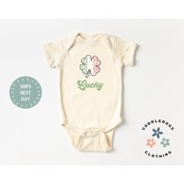 St. Patricks Day Baby Onesies Bodysuit, Lucky Shamrock 4 Leaf Clover Rainbow, 1St St Patrick'S Day, Irish Holiday, Cool Baby Clothing, Cute Baby Onesie, BABY BODYSUIT LAT 4424