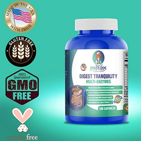 Foods Natural Enzymes - Multi Digestive Enzymes - Ease Gas, Bloating, Digestion & Food Sensitives - 100 Caps Dairy & Gluten Free