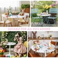thumbnail image 6 of Fitted Round Tablecloth Mid Century Modern Elastic Stretch Table Cover,Waterproof Oil Proof Table Cloth for Dinner,Outdoor,Picnic, 45"- 54" DIA White Teal Orange Yellow, 6 of 9