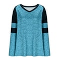thumbnail image 3 of XFLWAM Women's Plus Size Tops Striped Color Block Long Sleeve V Neck T Shirts Casual Loose Fall Tunics Tee Shirt, 3 of 5