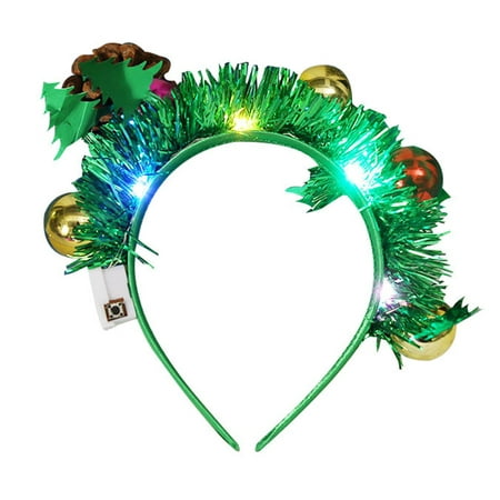 Christmas Headband Plastic Nonslip Colorful Elastic Light up Headwear Hair Hoop