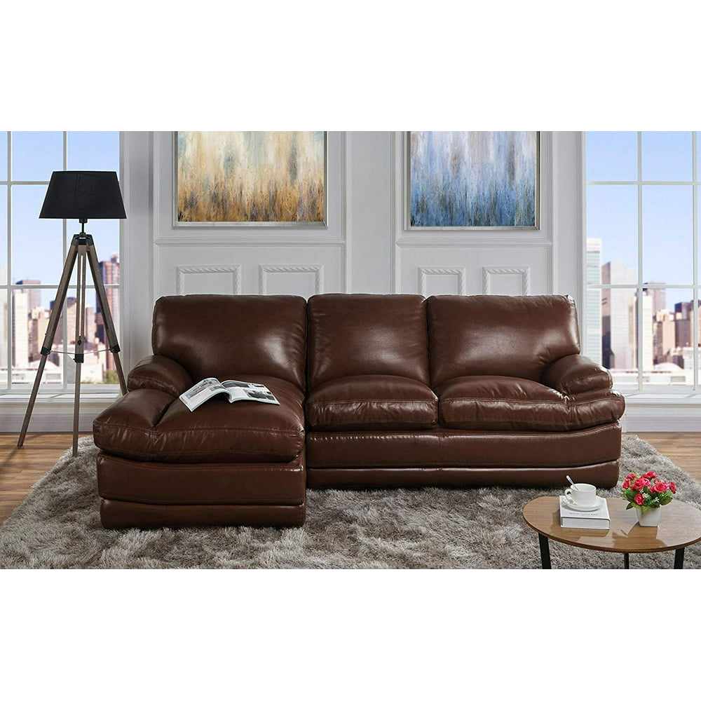 leather match sectional sofa, l-shape couch with chaise ...