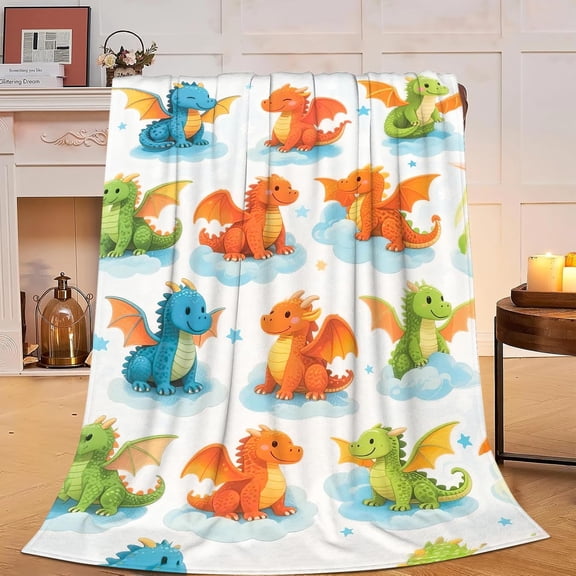 Dragon Blanket Dragon Gifts for Women Women Cute Blanket for Dragons Lover Soft Flannel Cozy Fleece Fuzzy Plush Warm Bedding Stuff for Users Adults 60 x 80 Inch