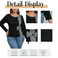 thumbnail image 5 of SIEANE Women's Plus-Size Casual Daily Crew Neck Long Sleeve Fall Slim-Fitting Workmanship Stitching Bow Top 1X-4X, 5 of 7