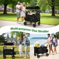 thumbnail image 5 of Vomeast Wagon Stroller for 4 Kids, 3-in-1 Outdoor Baby Stroller Wagon with Canopy, 5-Point Harness, Adjustable Handlebars, Removable Seat for Toddlers, Black, 5 of 11