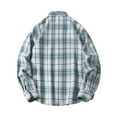 thumbnail image 4 of Men's Casual Plaid Flannel Long Sleeve Button Down Shirt Loose Plus Size Shirts for Men Green L, 4 of 4
