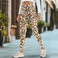 thumbnail image 4 of COEQINE Casual Yoga Leggings for Women with Pockets Tummy Control High Waisted 4-Way Stretch Gym Pants Buttery Soft Comfortable Hip Lift Tights, Yellow Brown Leopard Print, L, 4 of 7