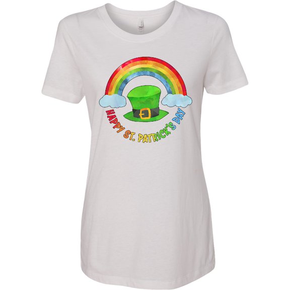 Inktastic Happy St. Patrick's Day Rainbow and Hat Women's T-Shirt