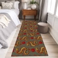 thumbnail image 5 of Chinese Dragon Washable Runner Rugs 2'x6', Retro Red Flower Abstract Gray Background Low Pile Throw Entryway Rug Non-Slip Sturdy Edge Binding Carpet for Indoor Bedside Entrance Bedside, 5 of 9