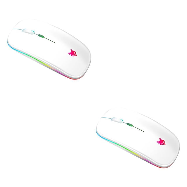 Methold Ratón inalámbrico de 2,4 GHz, recargable, ajustable, 800/1200/1600/2400 DPI, ratón para juegos de ordenador, portátil, de oficina para blanco 2piezas