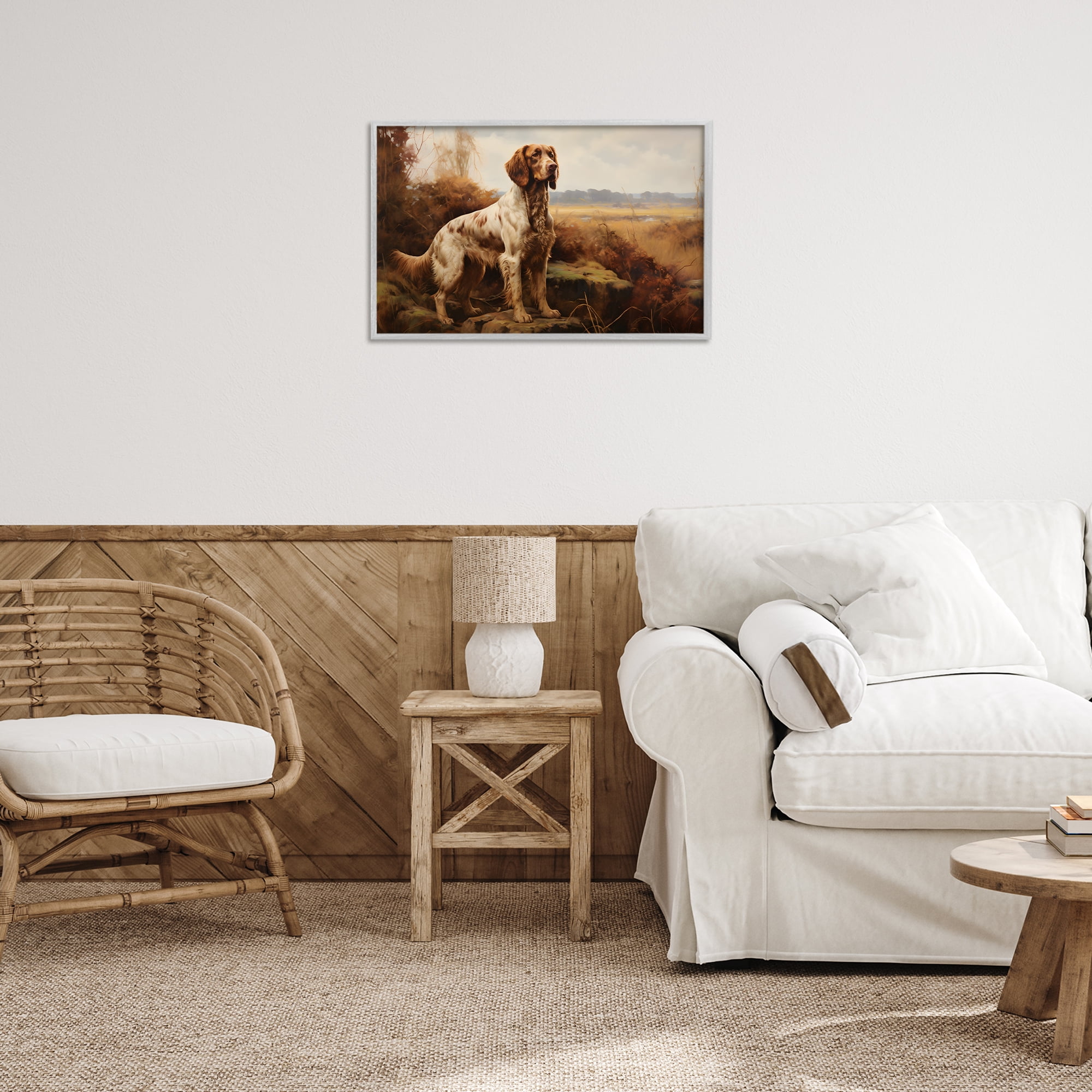 Stupell Industries On The Hunt Scenery Landscape Painting Gray Framed Art Print Wall Art, 24 x 16