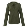 thumbnail image 4 of Womens Fashion Solid Zipper Draw String Up Casual Long Sleeve Hooded Sweatshirt Coat, 4 of 4