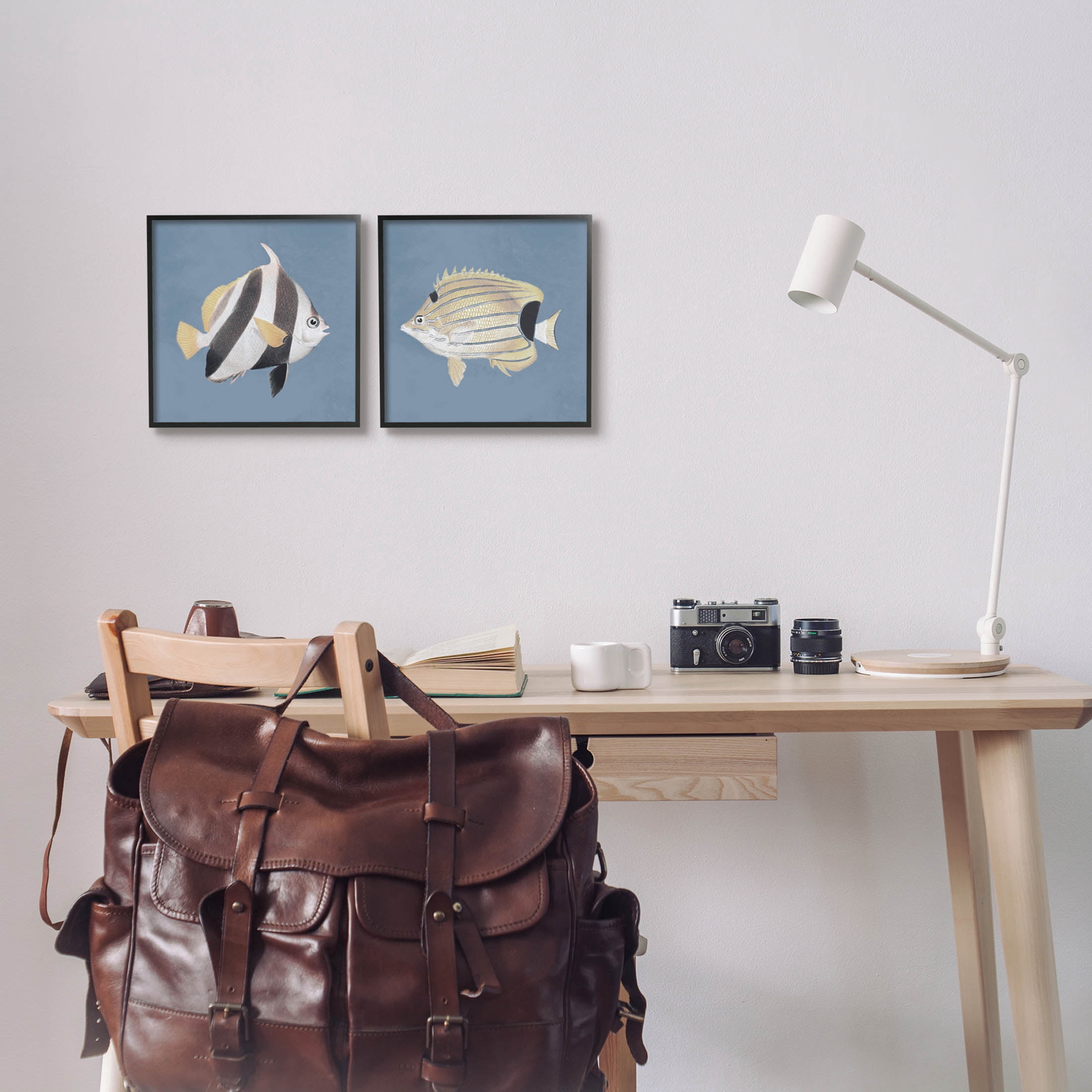 Marine Fish Underwater Sea Life Animals & Insects Graphic Art Black Framed Art Print Wall Art, Set of 2