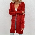 thumbnail image 3 of Jinda Women's Long Sleeve Cardigan Sweater Long Outerwear Knit Winter Soft Fall Fashion Warm Deep V Neck Button Vermillion Medium, 3 of 4