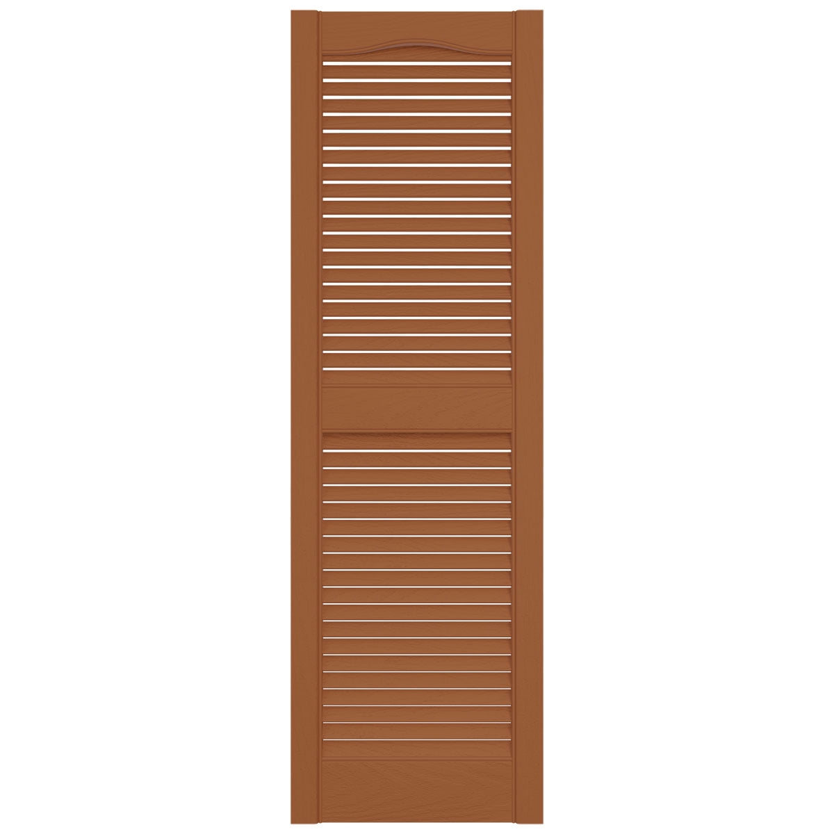 Ekena Millwork 14.5 in. W x 45 in. H Builders Edge, TailorMade Cathedral Top Center Mullion, Open Louver Shutters, Includes Matching Installation Spikes (Per Pair), 471 - Treated Cedar