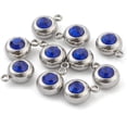 thumbnail image 2 of 10Pc Flat Round Birthstone Pendant 201 Stainless Steel Charms for Jewelry Craft Making Gray DIY, 2 of 3