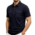 thumbnail image 3 of Men's Summer Solid Casual Shirt Tops Turndown Collar Short Sleeve Loose Fit Multi-Pocket Button Down Polyester Blend Breathable Quick Dry Fishing Hiking Workout Beach Vacation, 3 of 9