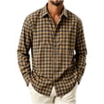 thumbnail image 2 of Fanshiluo Men's Plaid Button Down Collared Shirt, Long Sleeve Loose Fit Casual Top,L,Big and Tall Men, 2 of 5