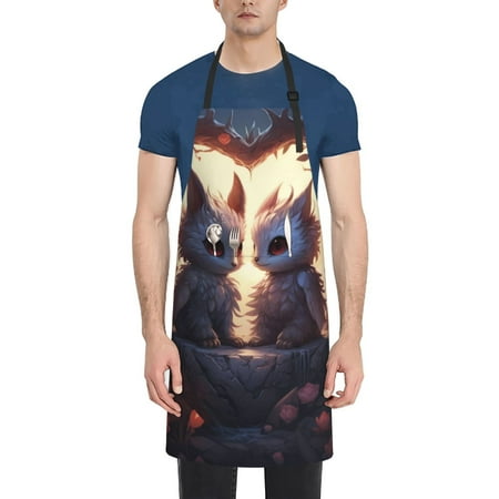 

Coaee Romantic Rose Animal Couple for Waterproof Apron for Unisex Adult with Adjustable Bib Apron