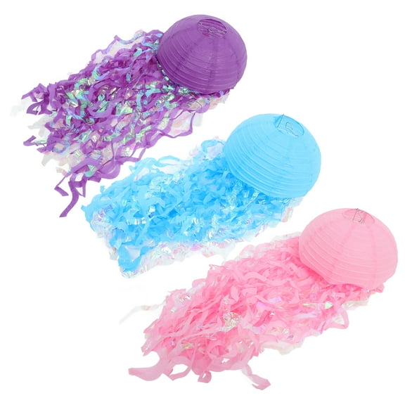 Raindrops Sea Party Decorations Jellyfish Lanterns Iron Pink 3Pcs