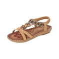 thumbnail image 2 of Bohemia Beach Sandals, Sandals Women Flat Shoes Dressy Summer Bohemian Flats Shoes for Women's Open Toe Elastic Ankle Strap Flat Beach Shoes Beaded Jeweled Flats, Ginger 5.5, 2 of 9