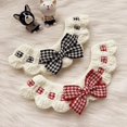 thumbnail image 4 of Dog Cat Crochet Bow Tie Collar Cute Knitted Scarf Plaid Pet Wool Bandana Collar with Flower Bell Cat Necklace, 4 of 4
