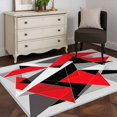 thumbnail image 4 of Red Black Color Block Area&nbsp;Rug 2.7x5ft Abstract Triangle 3D Non-Slip&nbsp;Washable Square&nbsp;Rugs Soft Felt Indoor Floor Mat for Bedroom Kitchen Living Room Bathroom, 4 of 9