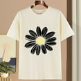 thumbnail image 2 of Sexlip Womens Swimsuit Set Large Daisy Print Cover Up Design Crew Neck Short Sleeve Loose Silhouette Breathable Fabric for Pool Parties Beige L, 2 of 4