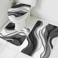 thumbnail image 3 of Black Grey Ombre Bath Mat 3 Piece Bathroom Rug Set, Moire Modern Aesthetics Geometric Abstract Non Slip Bath Rug Contour Mat and Toilet Lid Cover, Absorbent Shower Mats Soft Bath Rugs and Mats Sets, 3 of 8
