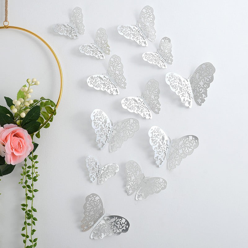 12Pcs 3D Butterfly Wall Stickers Art Decals Home All Room Decorations Decor Kids 