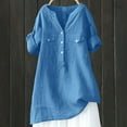 thumbnail image 4 of WCJM Women's Short Sleeve V-Neck Shirts Loose Casual Tee T-Shirt Women's Short Sleeve T-Shirt Loose Shirt Top Stand Solid Color Medium Sleeve Collar Casual Women's Shirt Women's Shirt, 4 of 6