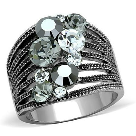 - Women's Vintage Stainless Steel AAA Grade Crystal Cocktail Fashion Ring Size 5