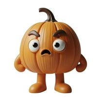 Vrorvz Halloween Pumpkin Statue Ornament for Indoor and Outdoor Decor with Expressive Face Whimsical Resin Sculpture for Home Office Party or Gift 3.1in Brown