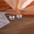 thumbnail image 2 of Silver & Stone Jewels 925 Sterling Silver Butterfly Bow Bowknot CZ Stud Earrings Women, 2 of 5
