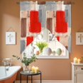 thumbnail image 5 of Swag Curtains Valances for Windows, Abstract Vintage Short Kitchen Window Curtains Over Sink, Art Oil Painting Texture Cafe Curtains Panel Set Of 2,Rod Pocket, 36 Inches Length Red Brown Gray, 5 of 5