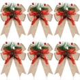 thumbnail image 1 of 12 Piezas de Lazos de Arpillera Navideños con Piñas, Agujas de Pino, Lazos de Cinta A Cuadros Navideños, Lazos para Decoración de Árboles de Navidad, 1 of 7