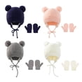 thumbnail image 3 of Winter Baby Woolen Hat Solid Color Warm Knitted Hat and Gloves Two-piece Set, 3 of 10