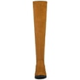 thumbnail image 6 of BLISSFUL STEP Women's Block Heel Thigh High Boots Lace up Over Knee High Boots Brown 10, 6 of 7