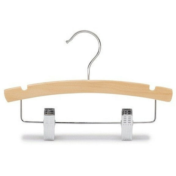 Natural Wooden Baby Hanger w/Clips 10"