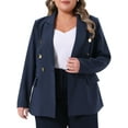 thumbnail image 1 of Blazers de mujer de tallas grandes Agnes Orinda con solapa de muesca, mangas largas, botones, chaquetas de trabajo de oficina con bolsillos, 3X azul marino, 1 of 6