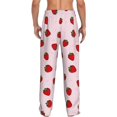 thumbnail image 3 of Uemuo Strawberry Pattern Men's Wide Leg Palazzo Lounge Pants with Pockets Light Weight Loose Comfy Casual Pajama Pants-Medium, 3 of 9