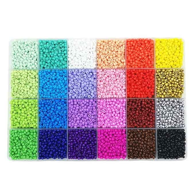 TekDeals 2mm Colored Small Glass Seed Beads for Bracelets Jewelry Making Crafts 21600 pcs