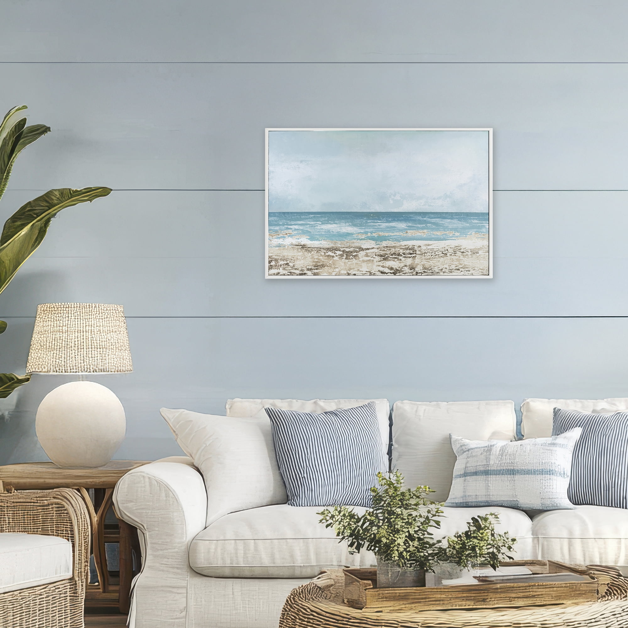 Stupell Industries Peaceful Mood Coastal Scene White Framed Giclee Art, design by Lorenzo Collective