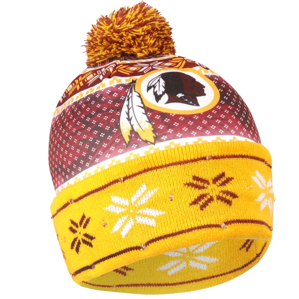 Washington Redskins NFL "Ugly" LED Light Up Cuffed Knit Hat with Pom by Forever Collectibles